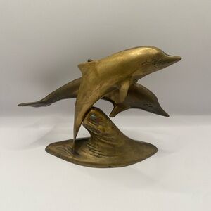 Vtg Brass Dolphin Sculpture